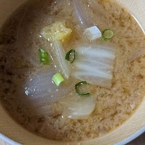 玉ねぎと白菜の味噌汁